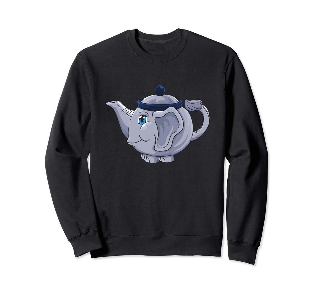 Funny Elephant Drinking Tea with Teapot Sweatshirt