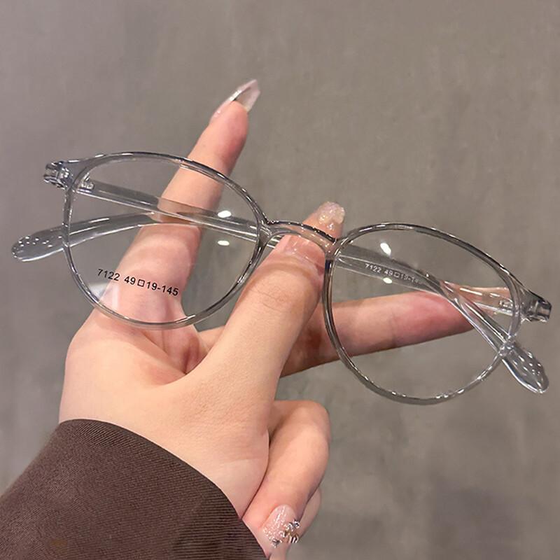 Glasses TR90 Blue Eye Decorative Protection Super Round Myopia Lens Short-sighted Unisex Blocking HD Spectacle Light Eyewear Lightweight Eyewear