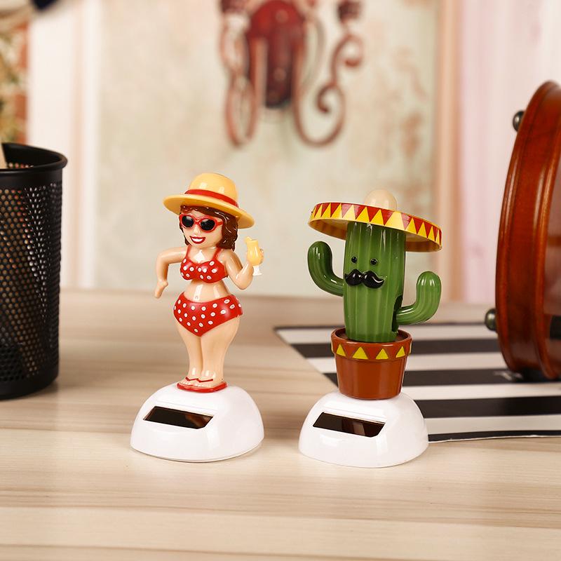 Solar-Powered Halloween Bobblehead Car Decoration