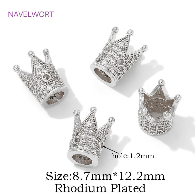 

Trendy 18K Gold Plated Brass with Zircon Crown Spacer Beads For Bracelets Making,Beads Separators,DIY Jewelry Making Supplies 2 Pieces