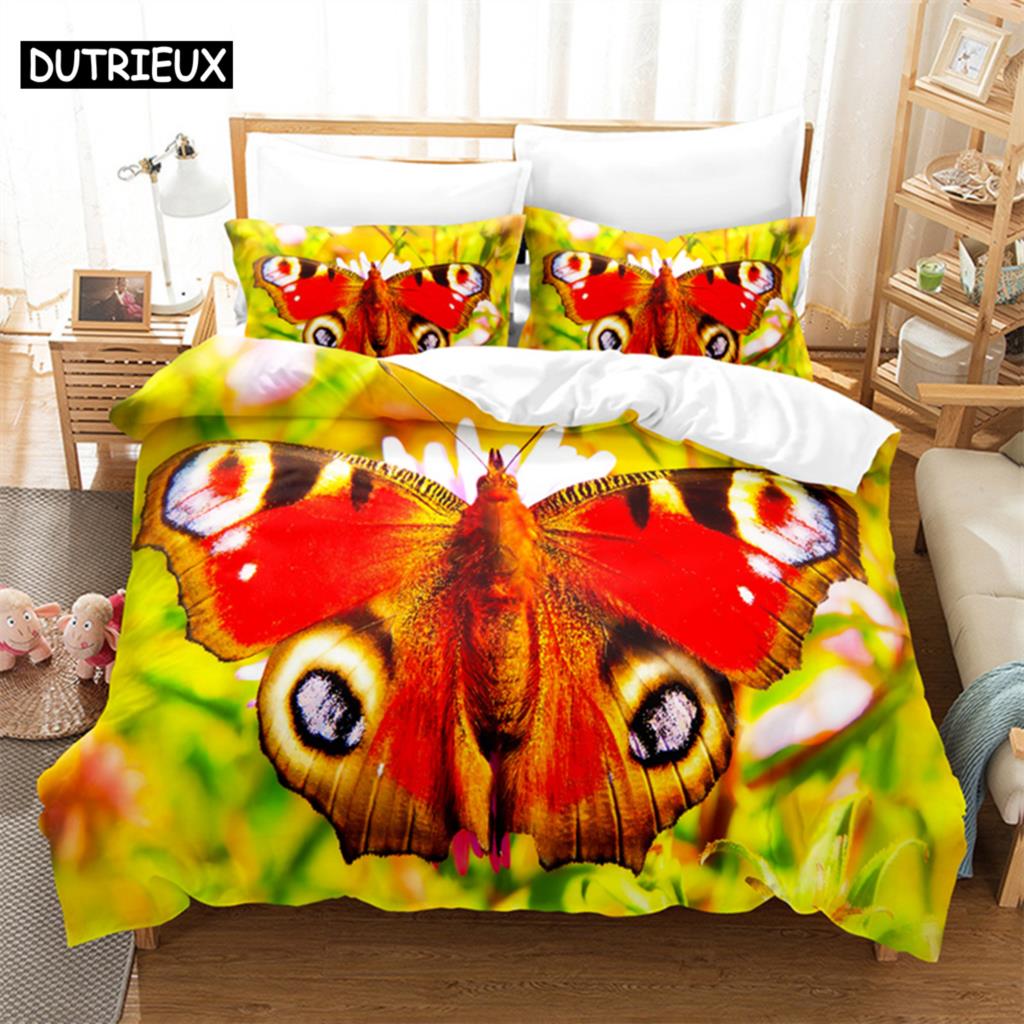 Comforter Butterfly Flower Queen Bedding Set Kids Bedroom Bed Set Comforter Set King Size Bedding Sets