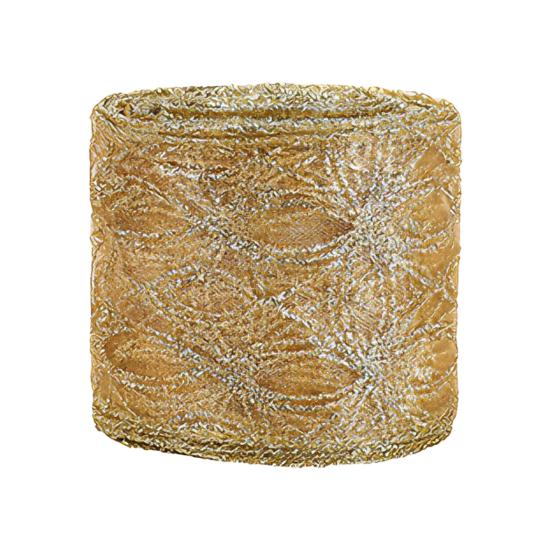 Transluzentes Polyesterband für Schleifen 2,5" x 2,2 Yards Gold Durchsichtig Weihnachtsbaumdekoration und Geschenkverpackung Verpackung, Netzstoff DIY Bastelarbeiten Floral