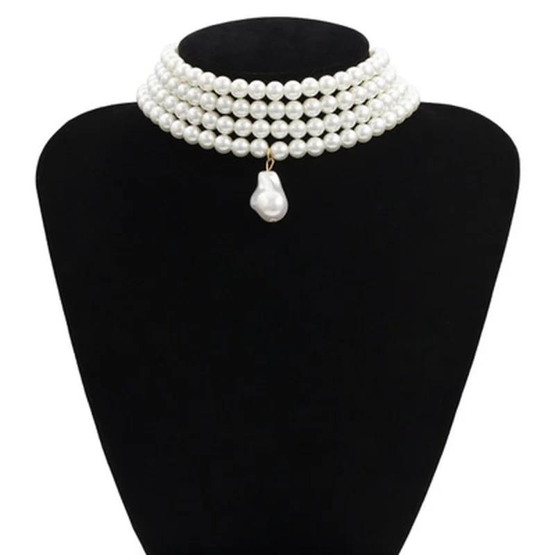 Fashion Women Accessories Multi-layer Imitation Pearl Necklace Metal Fixed Jewerly Accessories for Women