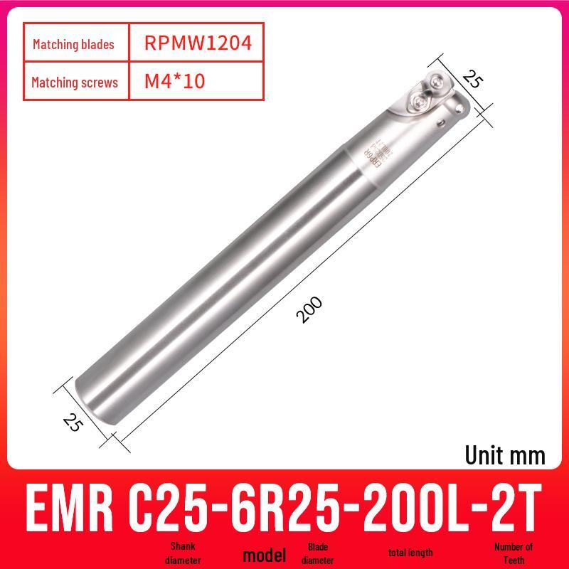 Shockproof EMR CNC Milling Cutter Holder - Round Nose, Bull Nose & Flat Machining Extensions (R4, R5, R6)