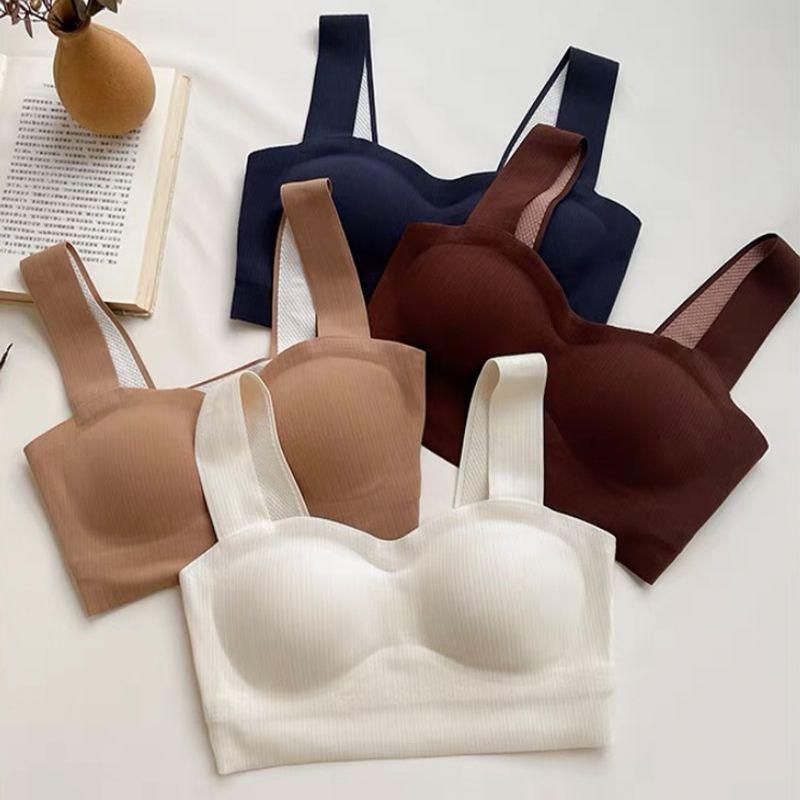 Women's Push - Up Wire - Free Anti - Sagging Bra with Side Support Seamless One - Piece Tank Style for Autumn and Winter