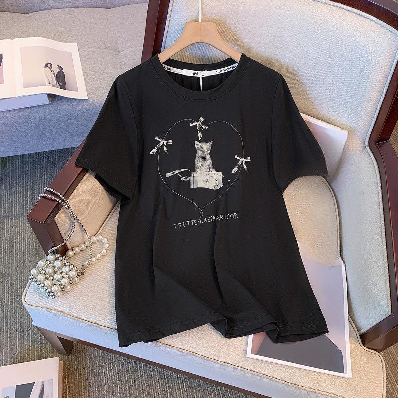 

Плюс Размер Женский Летний Новый Лук Универсальный Утягивающий Топ С Короткими Рукавами 6XL чёрный