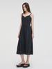 ETMON Slip Pintuck Double Strap Dress Black