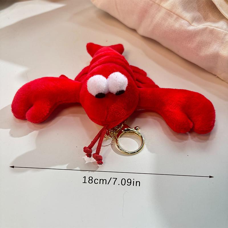 Cute Crayfish Plush Toy Keychain Cartoon Lobster Soft Stuffed Doll Pendant Car Key Ring Backpack Bag Decor Kid Gift