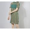 Puma Fashion Striped Long Short Sleeve T-Shirt Women Tops Green 596007-34