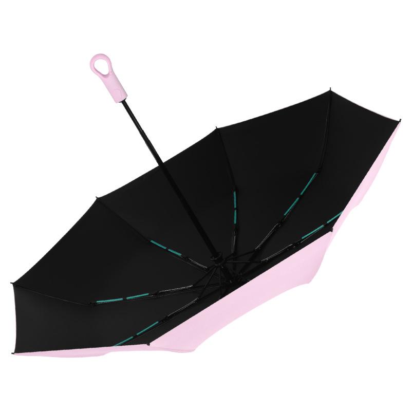 New three-fold eight-bone vinyl automatic umbrella lock handle three-fold men's umbrella sunscreen