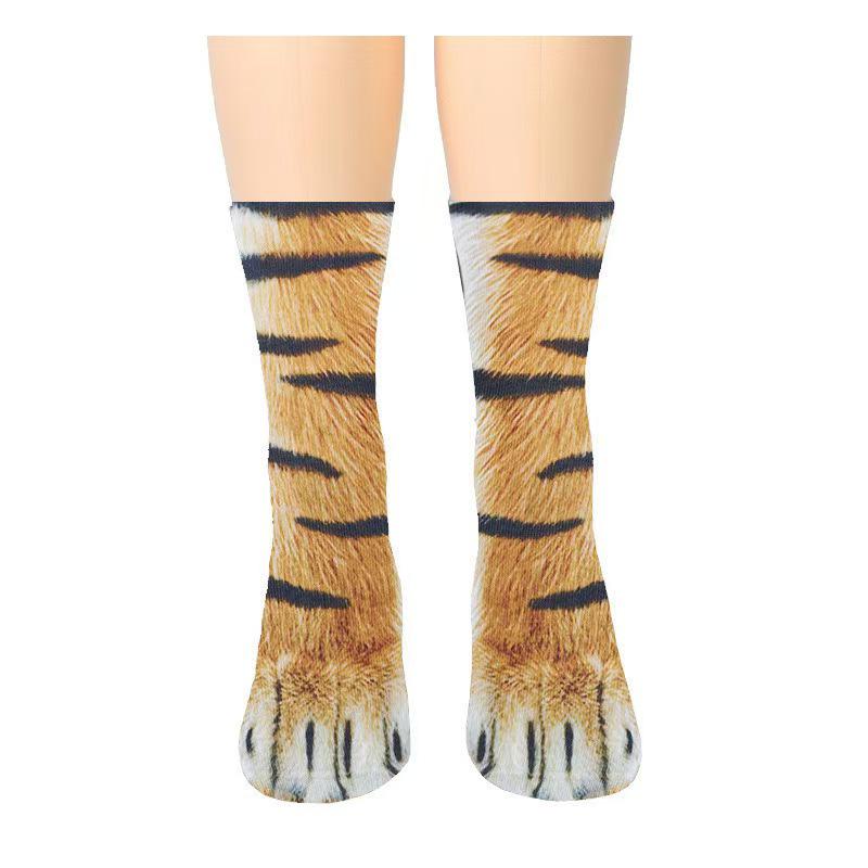 

3D носки со следами лап животных: Смешной дизайн с кошкой и собакой для взрослых 40CM Double-sided Print (50g)