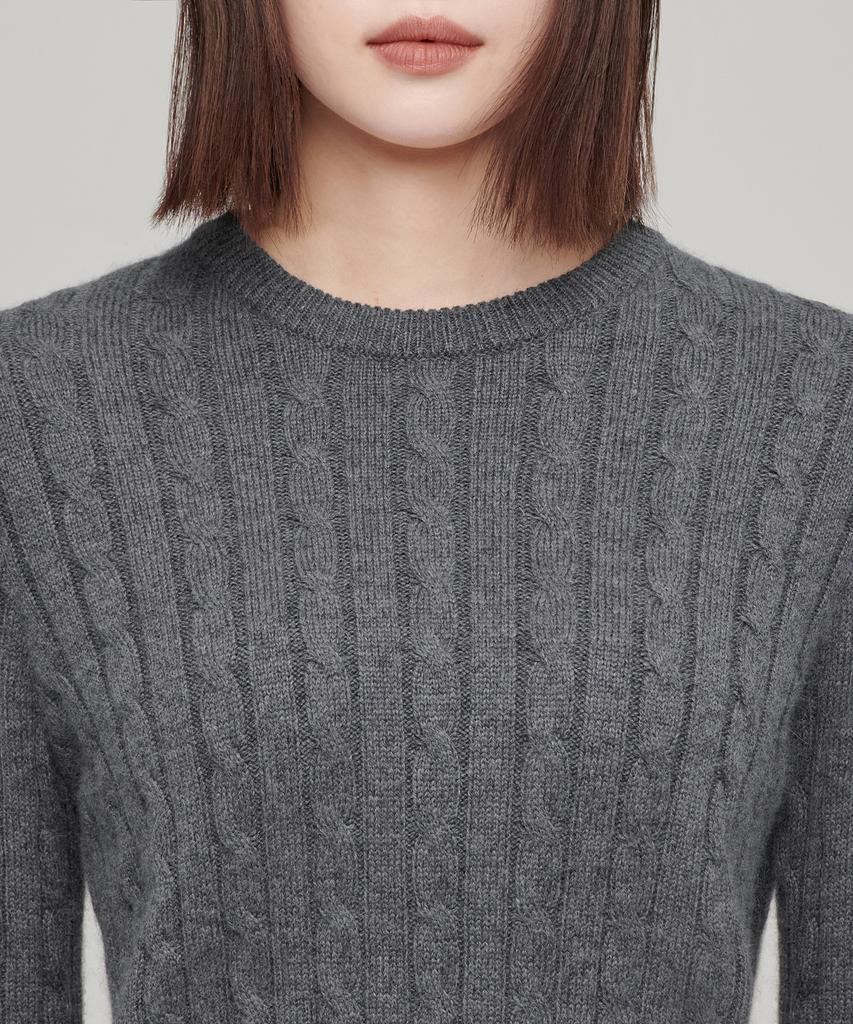 MUSINSA STANDARD WOMAN Women'S Angora Blend Cable Crew Neck Knit [Medium Grey]