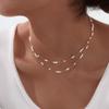 Minimalistisch Leicht Gemütlich Edelstahl Doppellagig Y-förmig Halskette Trendy Damen Premium Schmuck Bijoux