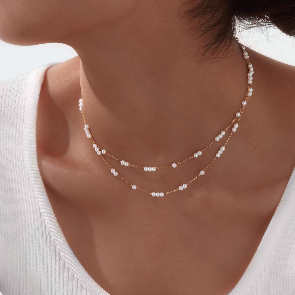Minimalistisch Leicht Gemütlich Edelstahl Doppellagig Y-förmig Halskette Trendy Damen Premium Schmuck Bijoux