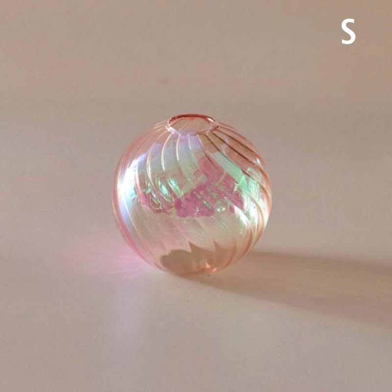 

Вазы для настольных растений Цветная круглая ваза-шар Прозрачная стеклянная ваза Радужные шарообразные вазы Домашний декор S розовый