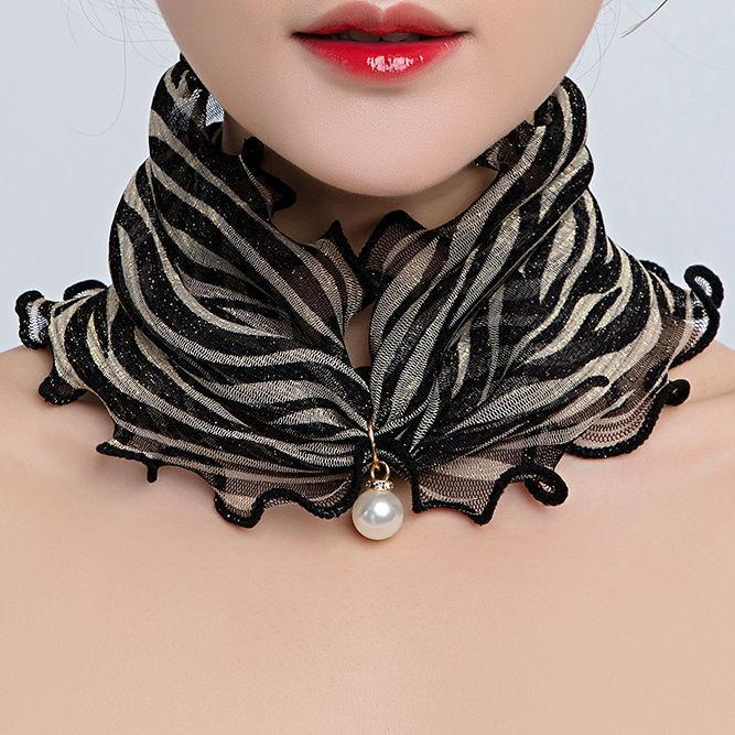 

Spring/Summer/Fall Korean Mesh Turtleneck Scarf For Women Neck Warmer, Neck Protector, Silk Scarf Lightweight Fashion Decorative Shawl One Size