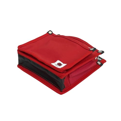 SK11 Canvas Tobi Pouch, 2-Tier, Red, TSH-2D-RD, Slim, Accordion-Resistant, Reinforced Bottom, with Inner Pocket