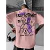 Summer New Men's T-shirt Fashion Letter Bear Print Pattern is a Casual and Versatile Polyester Men's T-shirt