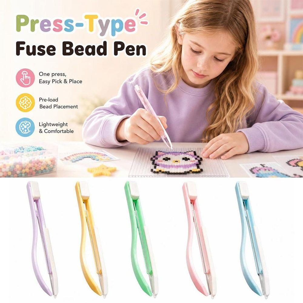 No-Shake Bean Needle Pen Press-On Mechanism Press Point Grip Pen Perler Bead Pen For Kids Crafts