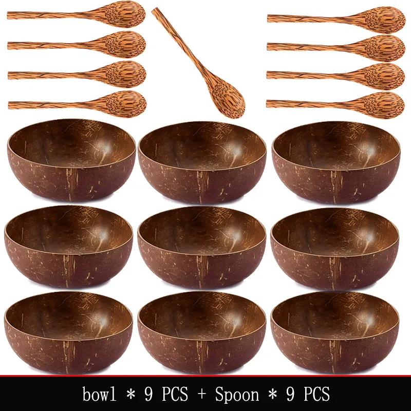 Natural Coconut Bowl 12-15cm Handmade Wooden Tableware Wood Spoon Dessert Fruit Salad Mixing Rice Ramen Bowl Kitchen Dinnerware