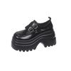 Fashion New 2025 Autumn 8CM High Heels Casual Leather Shoes Women Chunky Loafers Comfortable Pumps High Platform Walking Shoes Woman