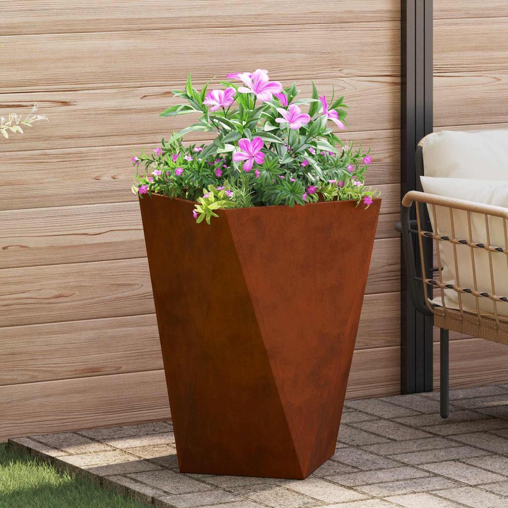 Planters 2 Pcs Rusty 50 X 50 X 75 Cm Weatherproof Steel