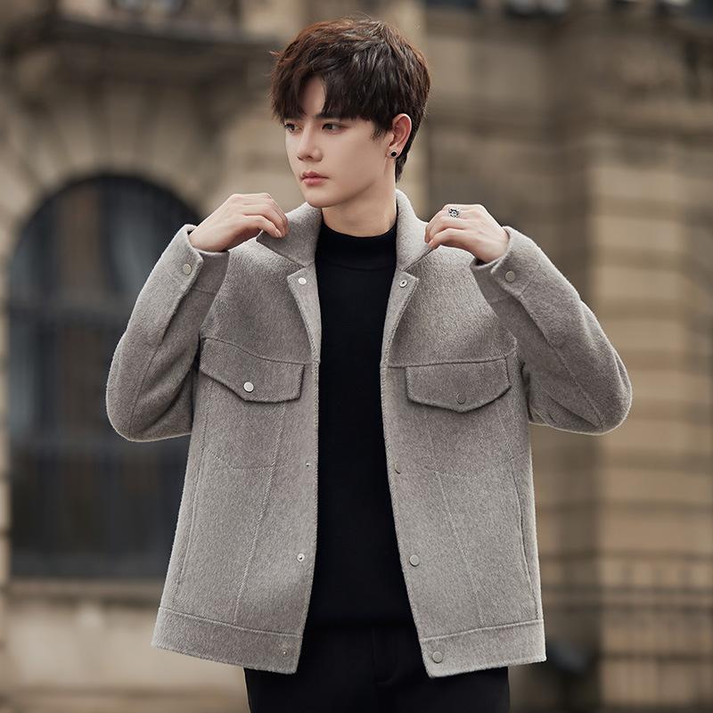 Autumn and Winter High-end Double-sided Wool Woolen Coat Men's Short Casual Lapel Jacket Jacket