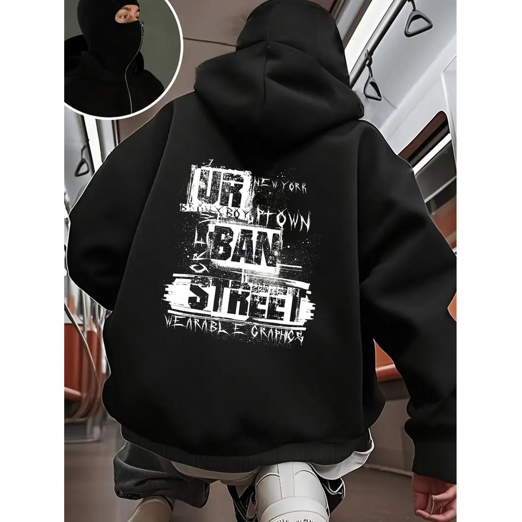Tide chart letters URBAN STREET Fashion Print Men's Casual and Comfortable Hoodie Long-Sleeve Hoodie Autumn Casual Matching Tops