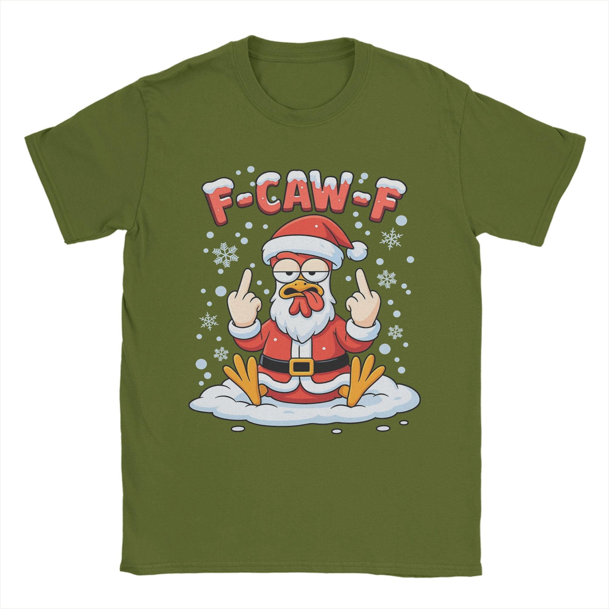 

Merry Christmas F-Caw-F Chicken T Shirt Men Cotton Unique T-Shirt Crew Neck Tees Short Sleeve Tops Gift Idea 4XL