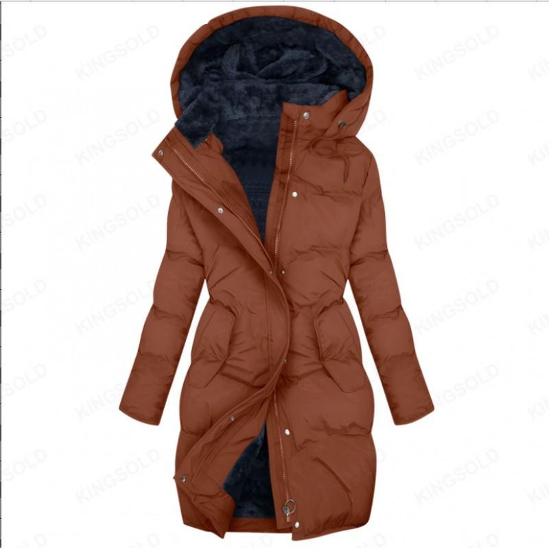 Womens Winter Thick Warm Hooded Cotton Coat With Fleece Lining Streetwear Style Slim Fit Outerwear