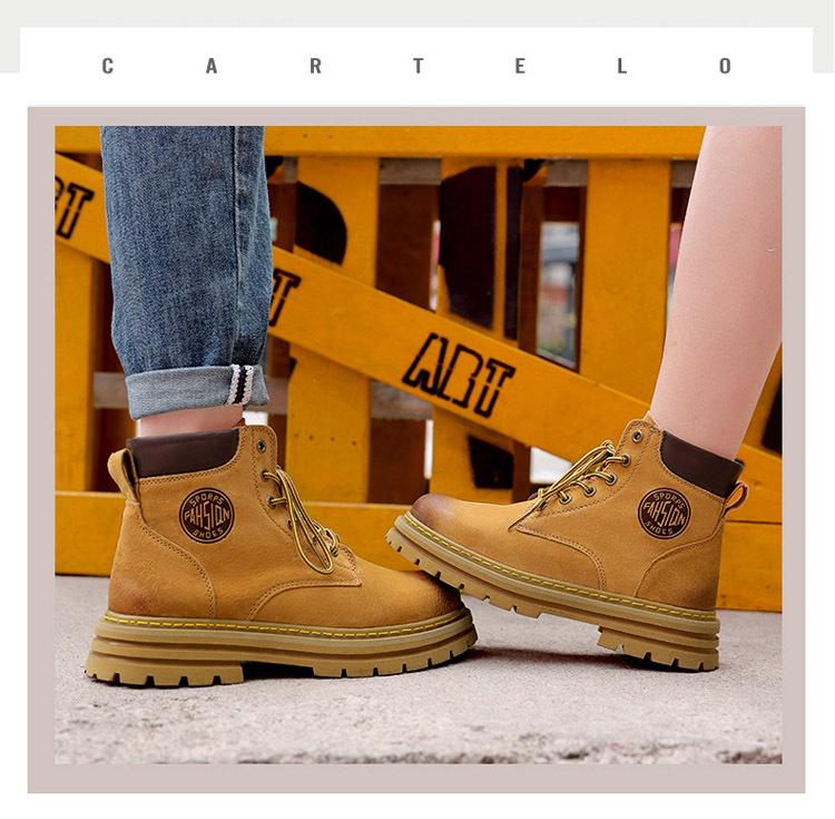 2024 Autumn/Winter High-Top Pigskin Martin Boots - Thick Sole Heightening Desert Style for Couples