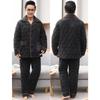 Winter Coral Fleece Men's Pajamas Three-layer Thick Quilted Middle-aged and Elderly Grandpa Flannel Home Service Padded Jacket Suit