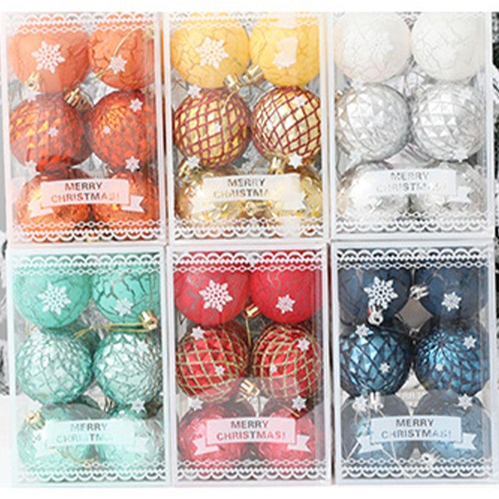 12pcs Creative Christmas Tree Pendant 6/8cm Hanging Ornament Crafts Christmas Ball Set Holiday