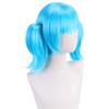 Peluca Azul para Cosplay de Sally Face, Cabello Corto de Anime, Sintética para Fiesta, 2 Coletas