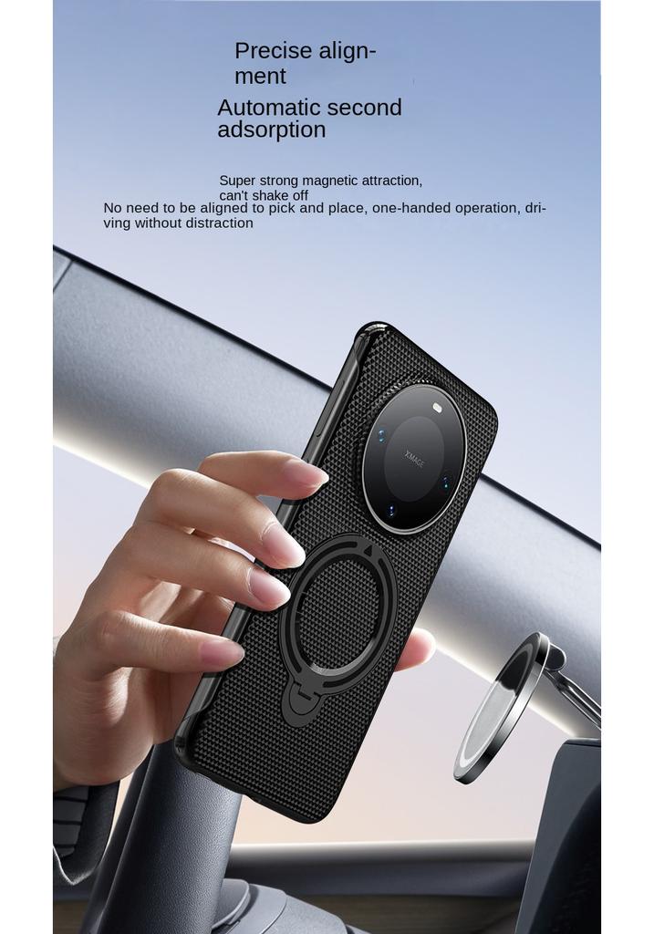 Custodia rigida in fibra di carbonio con anello e supporto magnetico per retro per Huawei Honor Magic 7 Pro, Magic 7 6 5 4 Pro