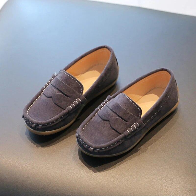 Modepojke Lädersko Enfärgad Mångsidig Barn Skola Causal Singelskor Andas Halkfria barn Slip-on Flat Loafers