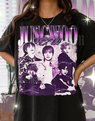 Koszula Jungwoo NCT, Koszulka Jungwoo 90s Vintage Retro Bootleg, Urocza Koszulka K-Pop Visual, Estetyczny Prezent dla Fana Idola