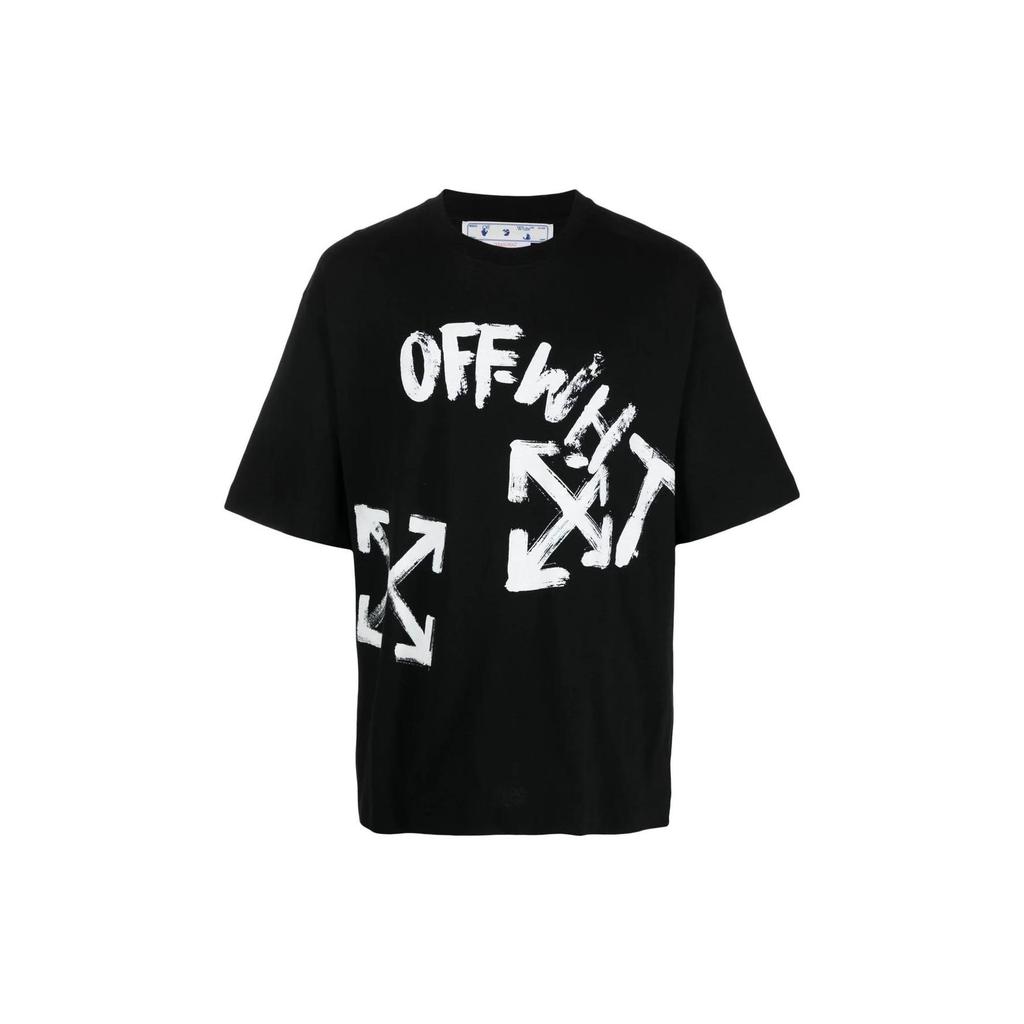 Off-White Paint Script Over Skate Short-Sleeve Tee Black/White Men Tops OMAA120F22JER0041001