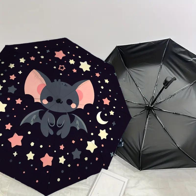 1pc Cute Cartoon Bat Night Sky Umbrella with Plastic Handle,Suitable for All Seasons Home Travel Outdoor UmbrellaDD1373