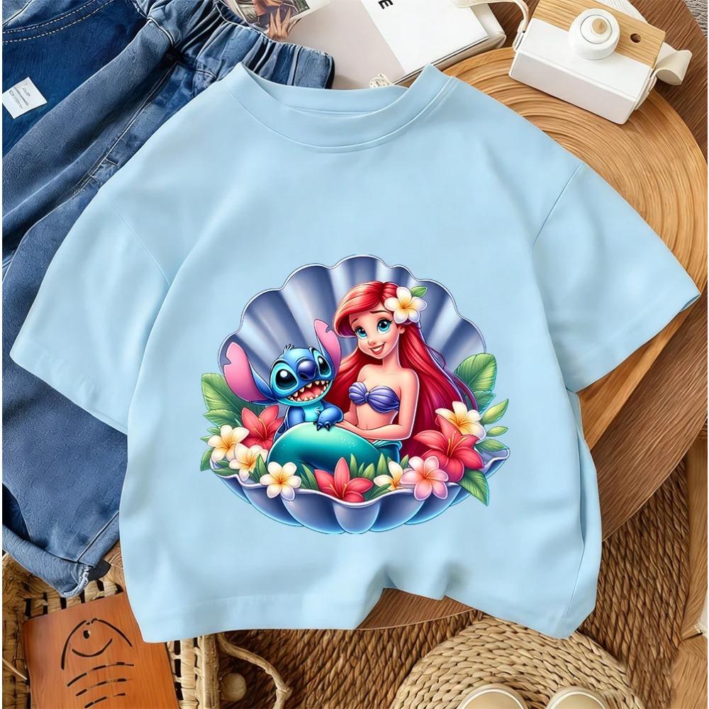 

Popular Cartoon Children Tee Stitch Street Fashion For Boys Girls Summer Lightweight Casual Wear 3-14Y 110