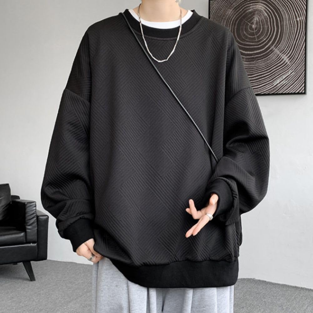 Platilive Autumn Long Solid Crew Loose Plus Size L Men's Sweatshirt, Clothes, Sleeve, Color, Stylish, Popular, Neck, Fit, Casual, Sizes, Loungewear,