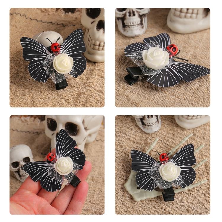 10Pcs Spooky Butterfly Skull Hair Clip Halloween Themed Skeleton Butterfly Hair Clasps Accessory for Costume Fun