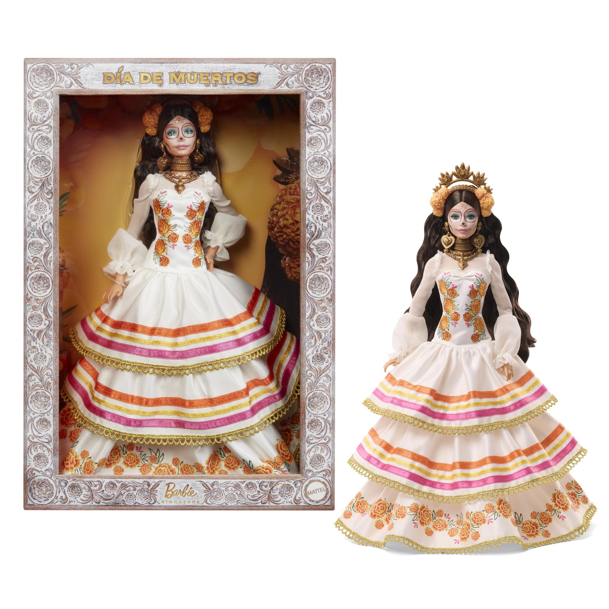 

Barbie Dia De Muertos Barbie Signature BLACK Dress-up Doll House Pretend Play Ages 6+ Orange JBJ05-2