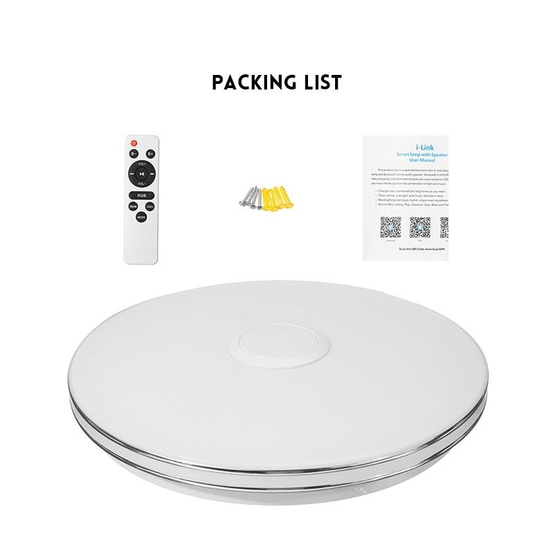 200W Bedroom Smart LED 40cm Dimmable Music Ceiling Light RGB Home Lighting Remote APP Control bluetooth Music Light