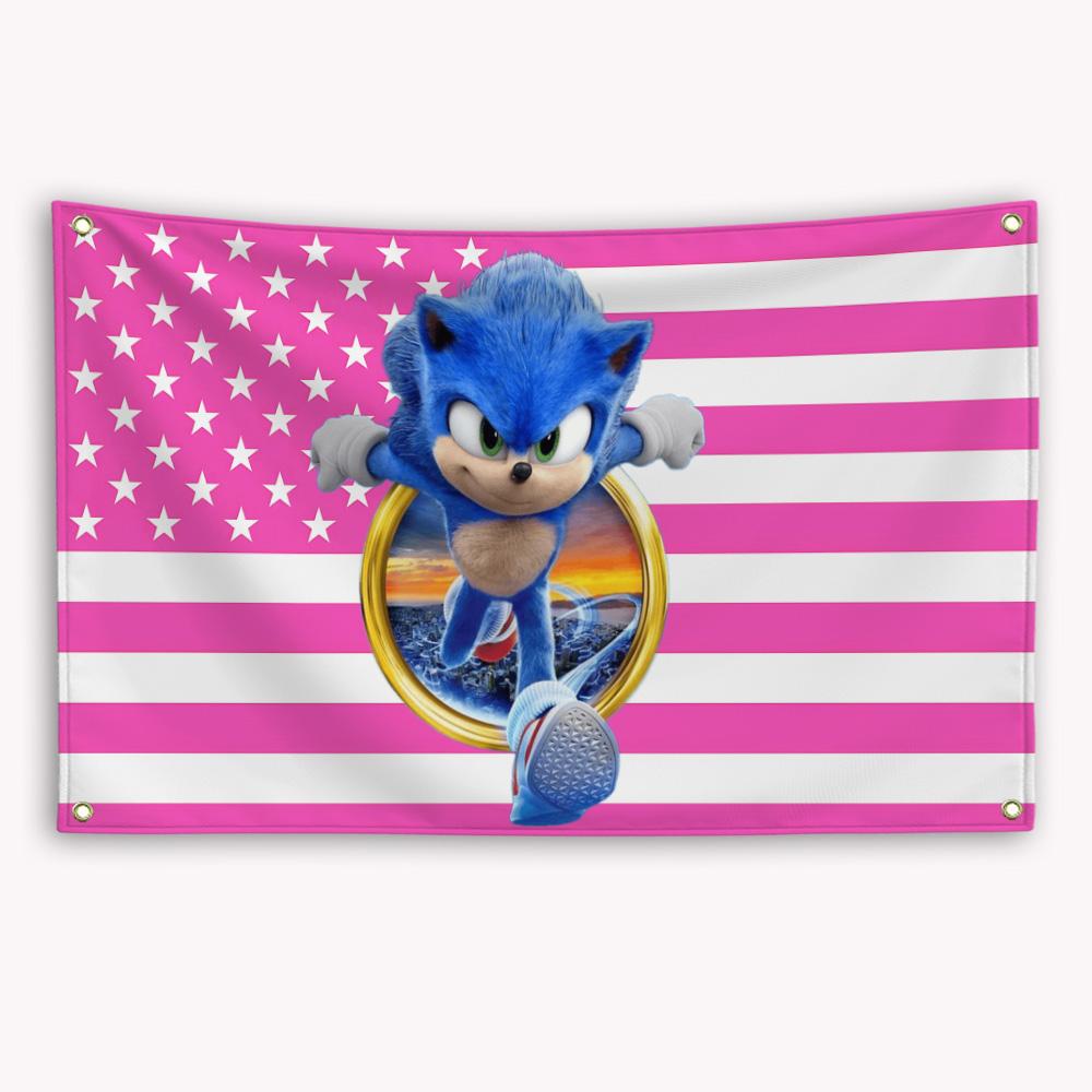 

1 шт. Соник Тень Ежик Розовый Американский Флаг Баннер Украшение Домашний Декор Наружное Украшение Гобелен Гаражный Флаг 74x94cm(29x37in)