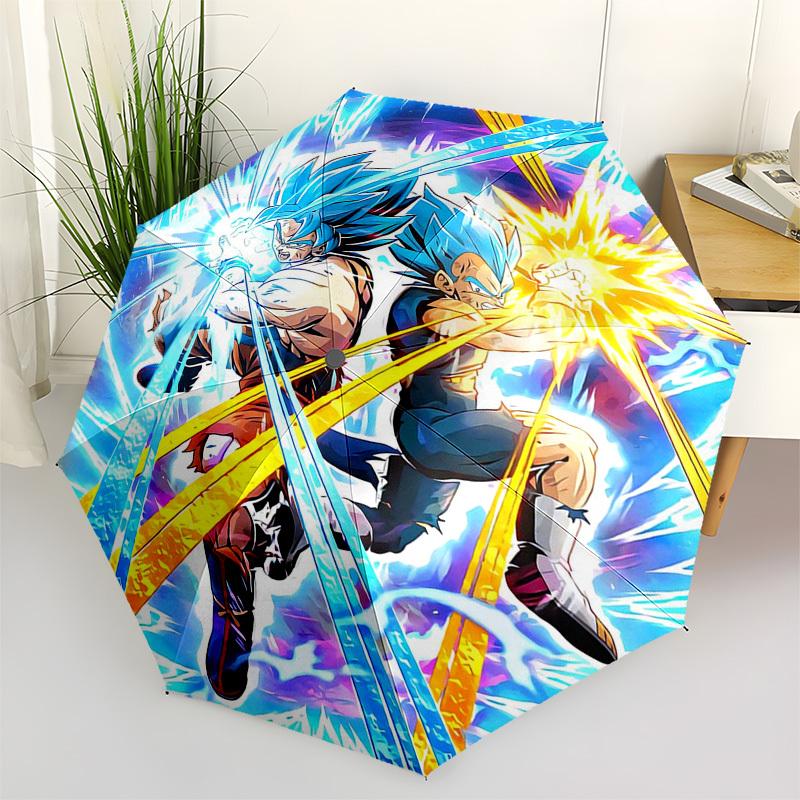 

1pc Dragon Ball Z Goku & Vegeta Outdoor Umbrella - Automatic Opening/Closing, Portable 3-Fold Design, 8-Rib Frame - Perfect Gift for Fans, Travelers,