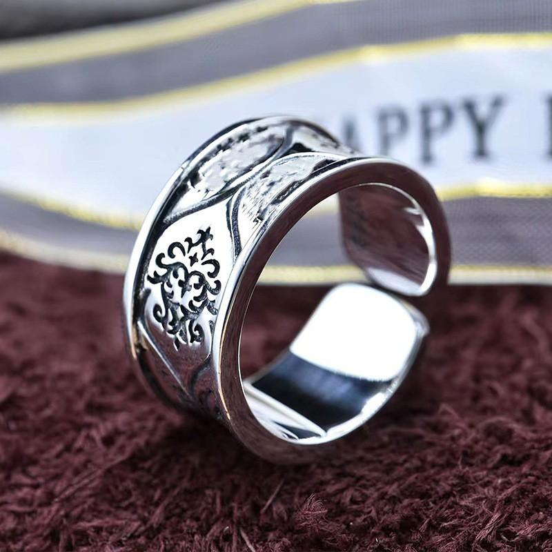 Adjustable Vintage Mens Ring With Scrollwork Design Sterling Unisex Statement Jewelry
