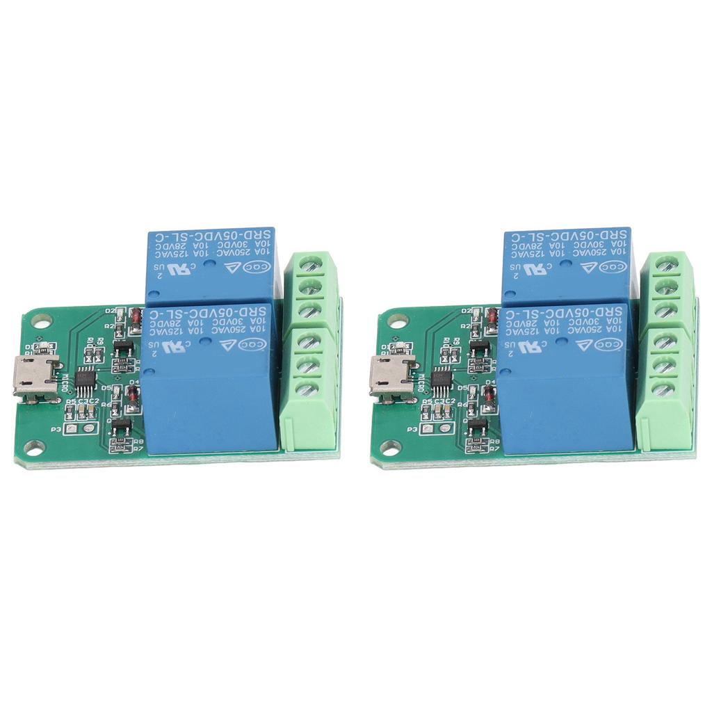 2Pcs Relay Module 2 Channel 5V Plug and Play USB PC Intelligent Control Electric Relay
