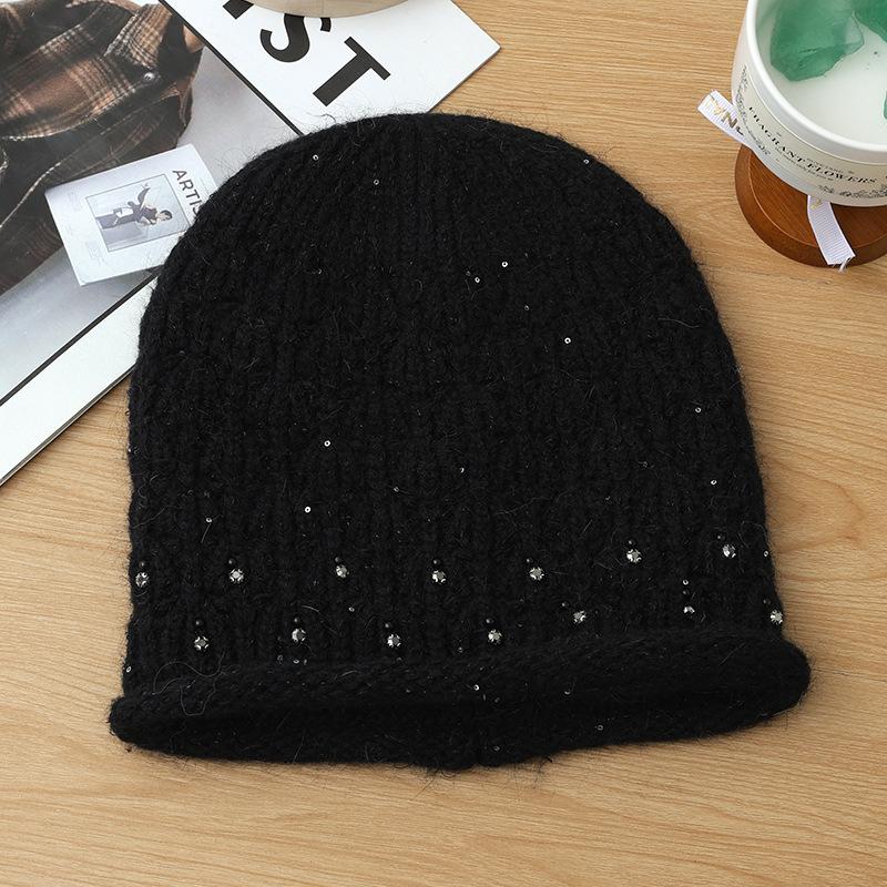 Women's Autumn and Winter New Rabbit Fur Stacking Hat Casual Velvet Windproof Warm Hat Knitted Wool Hat