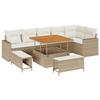 Ensemble de canapé de jardin 9 pièces avec coussins Beige Poly Rattan Acacia, Ensemble de salle à manger de jardin 3 pièces 3363576